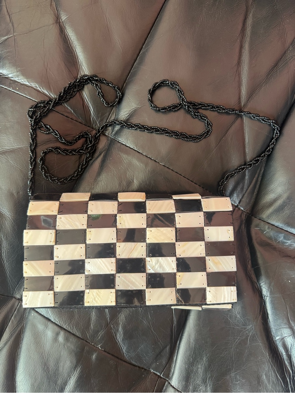 Vintage Checkerboard Crossbody bag natural mother of pearl